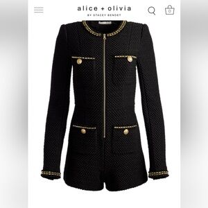 Alice + Olivia SHILOH GOLD ZIPPER ROMPER